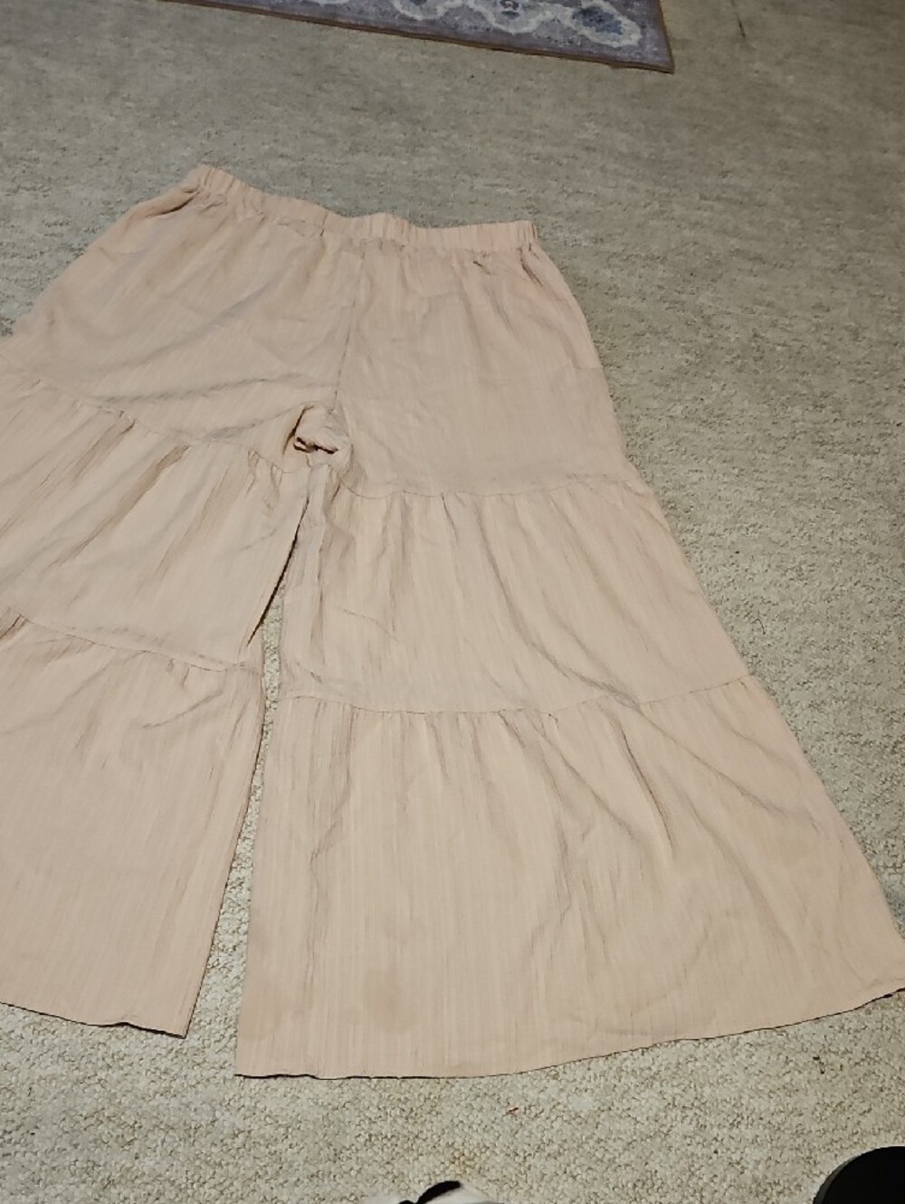 SHEIN Beige Tiered Wide-Leg Palazzo Pants - Picture 5 of 7